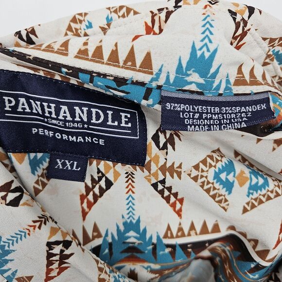 Panhandle Performance Shirt Mens XXL Golf Polo Button‎ Up Southwestern Aztec - Picture 9 of 10